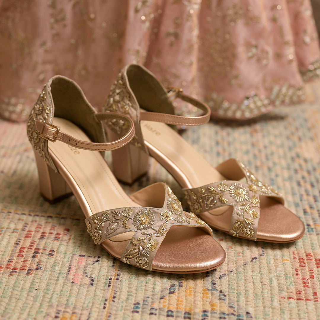 Rose Gold Low Heel Wedding Shoes Juliana