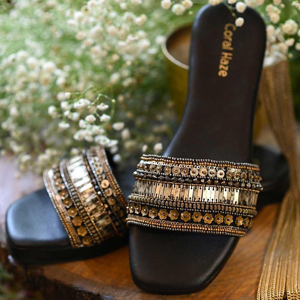 Step into Style: The Timeless Charm of Ladies Black Sliders - Coral Haze
