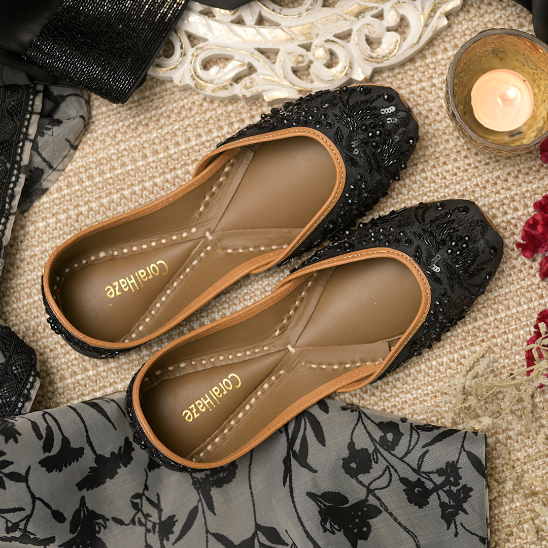 Footwear Girl Juti Black Black Ethnic Jutti For Women Stylish