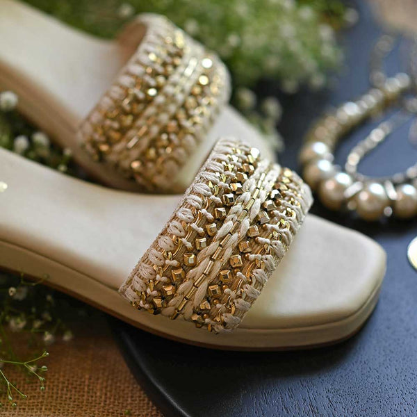 Gold Embellished Stones Comfort Slippers for Women at Rs 255/pair, Slide  Slipper in New Delhi